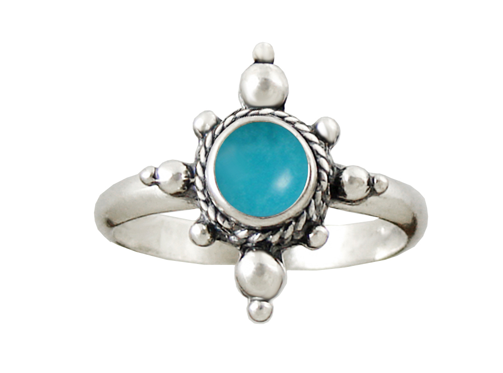 Sterling Silver Gemstone Ring With Turquoise Size 8